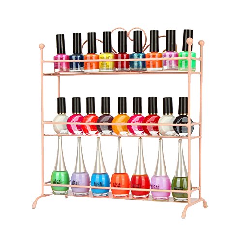 AISHN Nagellack Display Ständer Herz Design 3 Etagen Tischplatte Salon Nail Polish Metall Display Rack Rosa