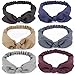 Price comparison product image 6 Pcs Bow Headbands Solid Color Headband Vintage Elastic Hair Band for Women