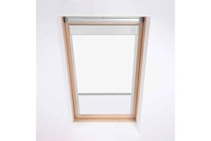 Classic Roof Blinds for VELUX Roof Windows - Blackout Blind - Silver Aluminium Frame (MK06, White)
