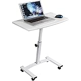 Tatkraft Cheer Scrivania - Tavolino Porta PC su Ruote con Altezza Regolabile 52-84 cm 4 Ruote Piroettanti con Dispositivo di 