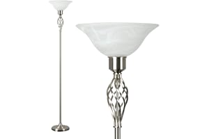 MiniSun | Traditional Style Nickel Twist Floor Lamp with a Frosted Alabaster Shade | Floor Lamps & Torchieres, Home Décor & Improvement Essential