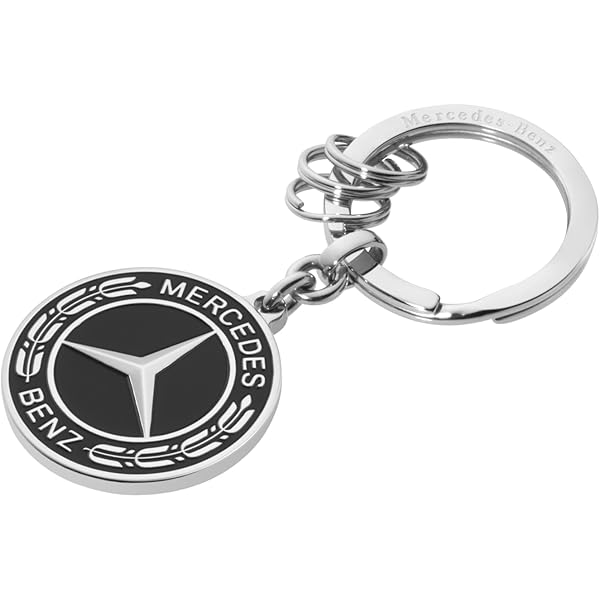 Porte-clés Mercedes-Benz Laiton Doré - Gravure Laser, Longueur 9 Cm Avec Anneaux Supplémentaires
