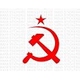 Red Communist Hammer, Sickle and Star Emblem Sticker by Maya Stickers