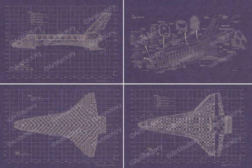 Space Shuttle Blueprint Set (Four Prints) by Artifactory Replicas