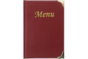 SECURIT - Porta Menu Linea Basic - Per Caffè, Ristoranti, Bar - Formato A5 - 4 Inserti fissi - PVC - Colore Bordeaux