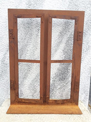 Deko-Fenster 45 x 33 cm zum Öffnen Rost Edelrost Metall + Original Pflegeanleitung von Steinfigurenwelt - 3
