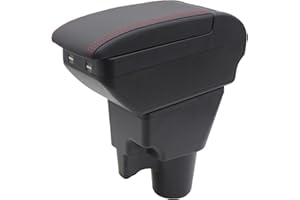 KAERGK Scatola portaoggetti a doppio strato per Kia Picanto 2006-2019, contenitore per console centrale con portabevande, accessori, nero, con 4 porte USB