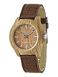Marea Woodlook L Unisex Armbanduhr in Holz Optik mit braunen Kunstleder/Nylon Uhrband