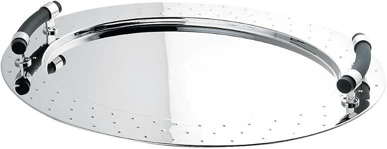 Alessi Vassily Tablett Aus Edelstahl – Schwarz, Rechteckig Mit Griffen, 45 X 47 X 6 Cm