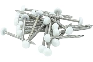 RC SCREWS 30mm White UPVC Poly Headed Pins A4 Stainless Steel (Pack of 50)