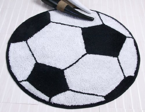 Homescapes Kinderteppich Fußball Bunter Teppich, Vorleger 80 cm Durchmesser. Farben: Schwarz und Weiß. Geeignet für Badezimmer oder Kinderzimmer. - 2