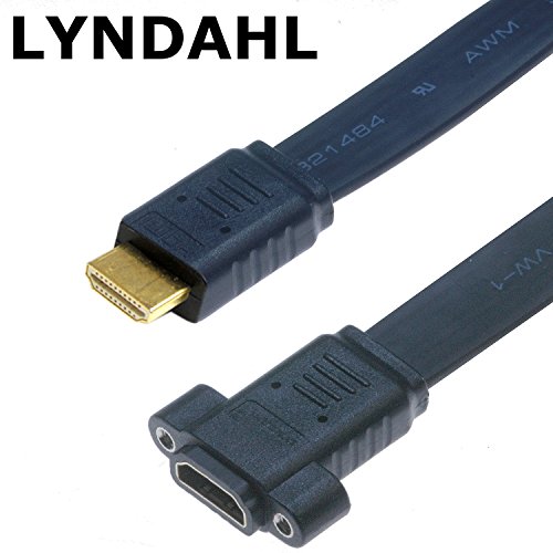 Lyndahl LKPK045, HDMI 1.4 Flach-Adapterkabel f. Frontplattenmontage (AF/AM), HDMI Flachkabel Einbau Plattenmontage 0,3m