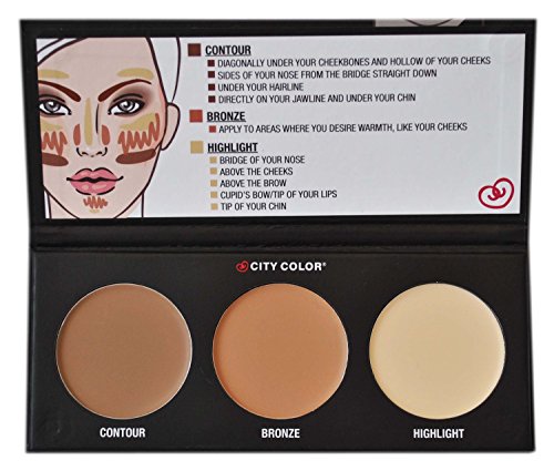 City Color Contour Kit / Palette Set, Contour Bronzer Highlighter Contouring Gift Set By HCL