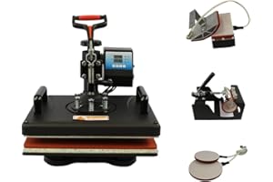 UKCutter Heat Press Machine 5 in 1 Sublimation Printing 38x30cm Swing Away 360 Degree Dual Digital Control for T Shirts, Mug, Hat, Plate, Cap, Mouse Pads
