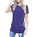 Produktbild Aberimy T Shirt Damen Sommer Kurzarm T-Shirt Rundhals Knopf Lose Tops Oberteil Bluse Shirt Teenager Pullover Tee Shirts Pulli Crop Top T Shirt