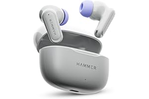 HAMMER Airflow Neo Earbuds with 80H Playtime, 13mm Titanium Driver, 40ms Gaming Mode, Fast Charging Buds, Type-C Charging, Voice Assistant, Lightweight Dual-Tone Design (Grey)