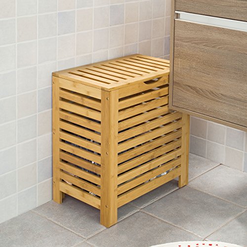 SoBuy® Wäschetruhe,Wäschekorb,Wäschebox, Wäschesammler Wäschetonne,mit Deckel, Natur, FSS48-N - 2