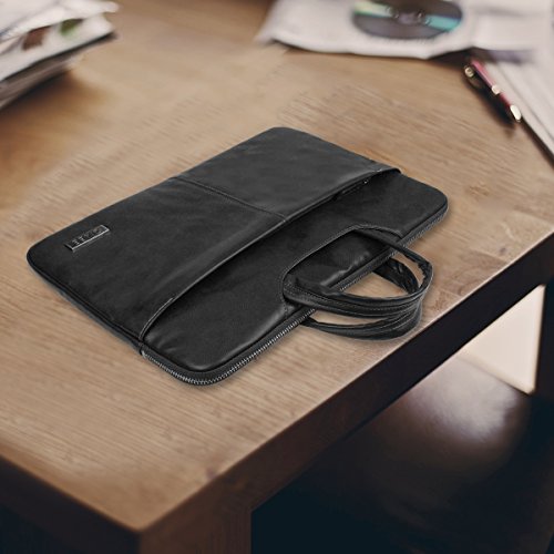 Zikee 11-11,6 Zoll MacBook Pro / Air Kunstleder tasche Laptop Hülle Notebooktasche Laptoptasche mit Handgriff und diversen Taschen. Stilvolle, wasserfeste Business-Aktentasche für den Schutz Ihres MacBooks (Schwarz,11,6) - 8