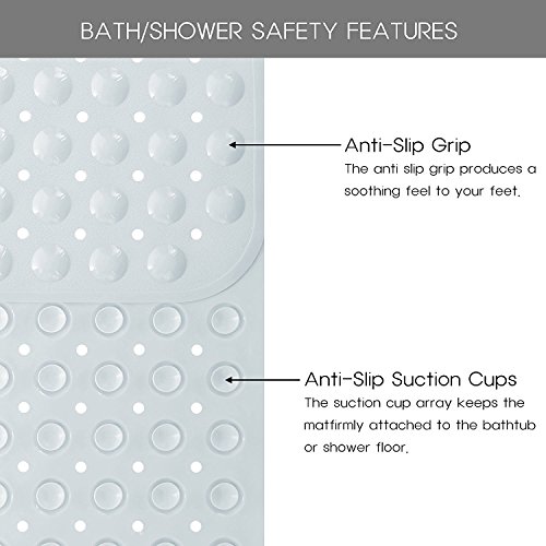 Pinzz Vinly Anti-Rutsch-Badewanne Matte Anti-Bakterielle Duschmatte, quadratisch, 54 * 54M, leistungsstarke Saugnapf Griff, BPA frei, nicht toxisch, Phthalatfrei, Latexfrei (Clear) - 5