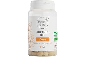 BELLE & BIO DEFENSES NATURELLES & BOOST IMMUNITE - Extrait de Shiitake Bio 62.5 Mg/Comprimé - Certifié Bio Par Ecocert - 120 comprimés. Fabriqué en France
