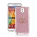 Produktbild Skitic Bling Glitzer Durchsichtig Flexibel TPU Handy Schutzhülle für Samsung Galaxy Note 3, Luxus Ultra Dünn Slim Gel Silikon Hülle Case Cover Transparente Clear Glitter Sparkly Crystal Strass Diamant Shining Sticker Full Back Skin Schutz Handyhülle Tasche Bumper mit 360°Rotating Finger Ring Ständer Holder Etui Schale für Samsung Galaxy Note 3 - Rosa