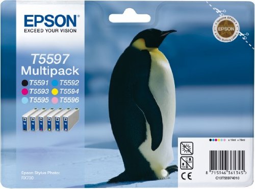 Epson T5597 Multipack Cartouche d'encre d'origine Noir, jaune, cyan, magenta, magenta clair, cyan clair