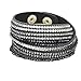 Produktbild dfgjdryt Fashion Persönlichkeit Solide Bohrer Bunte Strass mehrlagig Leder Seil Handarmband - Gray Gray Black Diamond