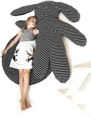 FOOFE Rabbit Black And White Stripes Mat Child Crawling Cushion Baby Pillow