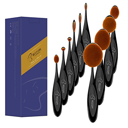 Pinselset BESTOPE Pinselset Makeup pinsel 10-tlgs Pinselset Schmink Pinsel Set Kosmetik in Ovalem Zahnbürstendesign Puderpinsel Foundation Bürste Lip Braue Pinsel Eyeliner