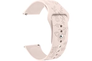 ZGCE Floral Gravierte Armband 20mm 22mm Uhrenarmbänder, Wasserdichtes Silikon Armbänder, Mit Schnellverschluss Verstellbares Ersatzarmband für Herren Damen (20mm, Rosa)