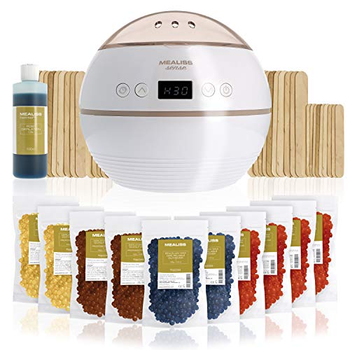 Wachswärmer Haarentfernung mit 1kg Wachsbohnen 1 kg Waxing Kit MEALISS Sense Kit Komplett mit Wachs Spatel Applikatoren Schmerzfrei Heisswachs Gerät Zuhause Salon Mann Frau Achselhöhle Beine Bikini