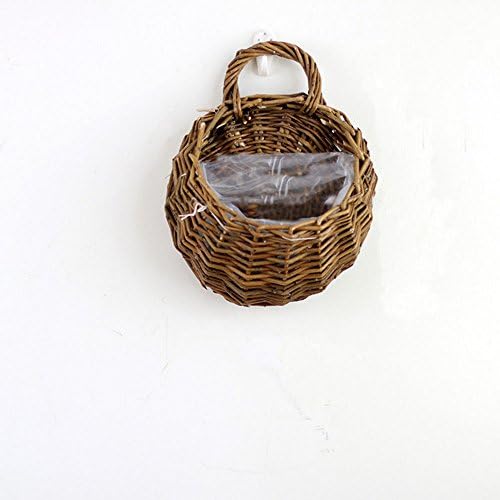 TSACTE Artificial Hanging Rattan Flower Basket for Home, Wedding, Restaurant and Office Decoration Arrangement (Small, Brown)