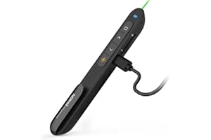 NORWII N76 Pointeur Laser Vert pour Powerpoint, Télécommande de Présentation longue portée, Présentation Sans Fil Rechargeable Compatible avec PowerPoint/Keynote/Google Slides/PDF/MS Word/Prezi