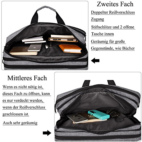 DTBG Nylon mehrzweck Businesstasche mehrfachfach Reise Rucksack ger  umig Laptop Tasche Messenger Bag Aktentasche Computer Schultertasche Wanderntasch
