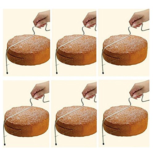 CAOLATOR Edelstahl Einstellbar Kuchen Tortenbodenteiler Tortenschneider Backutensilien – mit Zwei Stahldraht - 3