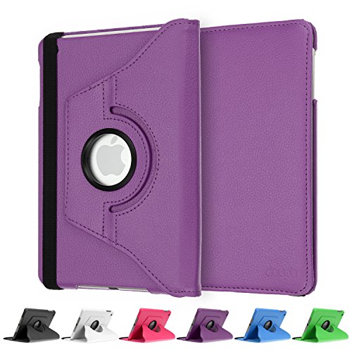 doupi 360° Deluxe Schutzhülle für iPad mini 1 2 3 Smart Case Sleep / Wake Funktion 360 Grad drehbar Etui Kunstleder Schutz Hülle Ständer Displayschutz Cover Tasche, lila - 2