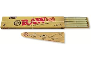 RAW Klassiska naturliga oraffinerade förvalsade koner – 20 koner per förpackning – mager storlek (1 pack), 20 st (paket med 1)