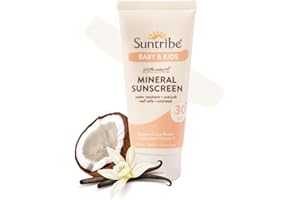 Suntribe Natural Baby & Kids Mineral Sunscreen SPF 30-100 ml, Organic, Perfume Free - 100% Natural & Reef Safe, Non-Nano Zinc Oxide, Water Resistant - “Best Mineral Sunscreen 2022” (The Independent)