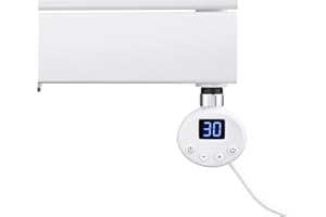 Mai & Mai Heizstab mit Thermostat 800W Weiß Elektroheizstab mit LCD Bildschirm Heizpatrone aus Edelstahl Heizelement für Badheizkörper Heizungen Handtuchhalter