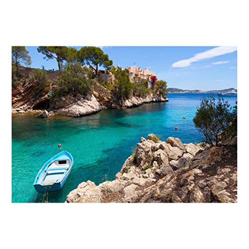 Fototapete Strand Insel Meer 350×245 cm XXL | KOMPLETT SET MIT KLEISTER – PREMIUM VLIES TAPETE – PROFI QUALITÄT (Keine Papiertapete, keine Blasenbildung) – Top moderne Wanddeko – Fototapete 3D Illusion – Riesen Wandbild – Top Design Tapete – Neue exklusvie Edition mit noch besser Druckauflösung – Deutsches Premium Vlies (Kein Import Vlies oder PVC), Schlafzimmer, Wohnzimmer, Kinderzimmer geeignet | Fototapeten Wandtapete rosa FOB0060a73XL - 3