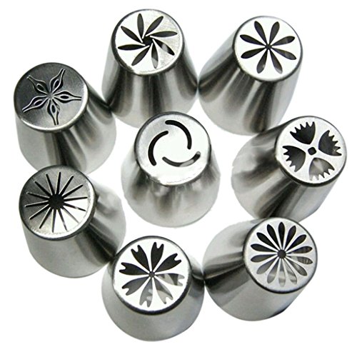 Satz Von 8pcs Russische Tulpe Vereisung Rohrdüsen Kuchendekoration Spritzdüse Spritztülle Spitzen DIY Werkzeug - 2