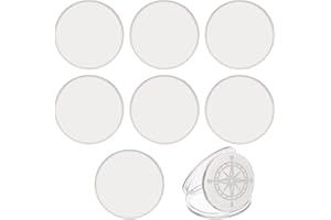 BENECREAT 8PCS Blank Challenge Coins with Acrylic Protection Box for Laser Engraving, 40mm Round Metal Stamping Blank Coin Iron Discs for DIY Birthday Travel Souvenir Medals, Silver