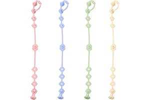 Jkevow Catenella Portaciuccio Silicone, 4 Pezzi Regolabile Cordino per Passeggino, Corda Giocattolo Adatto per Passeggini, Culle, Anelli per la Dentizione, Giocattoli, Design in un Unico Pezzo