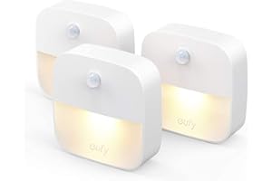 eufy by Anker, Luce Notturna con Adesivo, LED Bianco Caldo, Sensore Rileva Movimento, ideale per Camera da Letto, Bagno, Cucina, Corridoio e Scale, 3pz