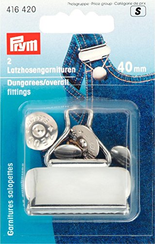 Prym 416420 Latzhosengarnituren ST 2 Stück, 40 mm, VE5, silberfarbig