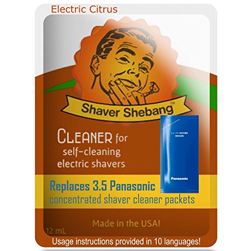 3.5 Panasonic ES-4L03 and WES-4L03 Concentrate Replacements - Electric Citrus - 1 Shaver Shebang™ cleaner solution for Panasonic self-cleaning razors that use a concentrate