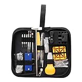 Alian Uhrenzubehör, 17-teilig, Uhrenreparatur-Set, Uhrenreparatur – 17-teiliges Set mit Uhrengehäuse, Uhrenwechsel, Werkzeug zum Entfernen von Armbanduhren, Tasche, Blau 130 Pcs