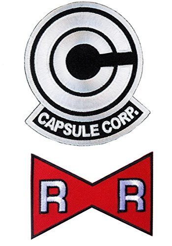 White Dragon Ball Z Capsule Corp. + Red Ribbon Aufnäher Patch set of 2