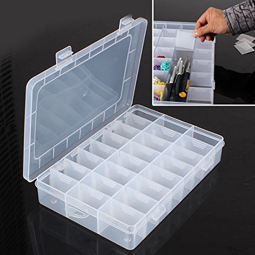 Soledi Kunststoff-Aufbewahrungsbox mit 24 Fächern, Schachtel für Perlen, Ohrringe, Schmuck-Organizer - 4