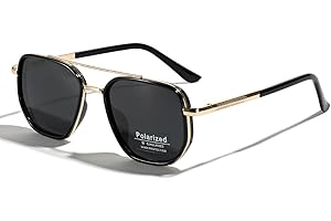 LIGOES TR90 Lunettes de soleil polarisées rétro carré plat double pont plein cadre UV400